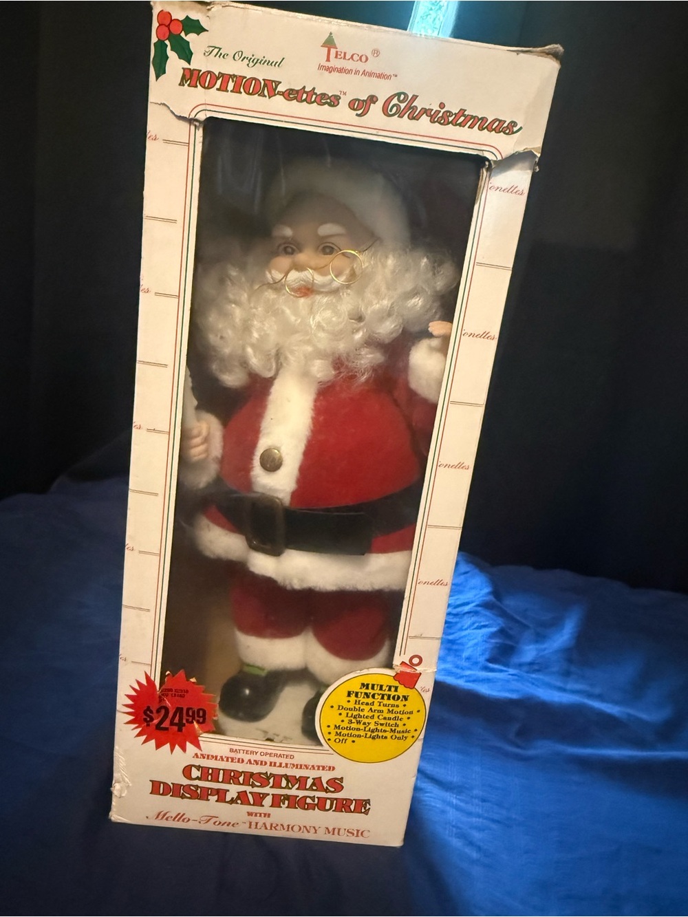 Vtg Santa Set x 2 TELCO Motion-ettes Christmas Animated Figures w Harmony TESTED